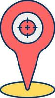 Target Location Point Red And Yellow Icon. vector