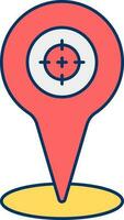 Target Location Point Red And Yellow Icon. vector