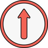 Red Up Arrow Round Icon Or Symbol. vector