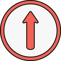 Red Up Arrow Round Icon Or Symbol. vector