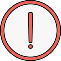 Red Exclamation Round Icon In Flat Style. vector