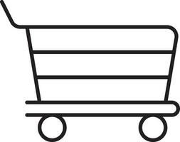 Black Linear Shopping Cart Icon. vector