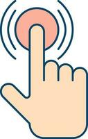 Flat Style Finger Touching Red And Peach Icon. vector