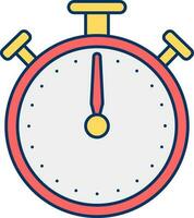 12 Timing Alarm Clock Icon In Yellow And Red Color. vector