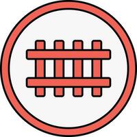 Railway Track Round Icon In Red Color. vector