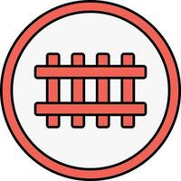 Railway Track Round Icon In Red Color. vector