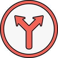 Red Split Arrow Round Icon Or Symbol. vector