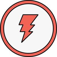 Red Flash Round Icon Or Symbol. vector