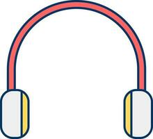 Orange And Yellow Illustration Of Headphone Flat Icon. vector