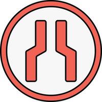 Red Narrow Way Round Icon Or Symbol. vector