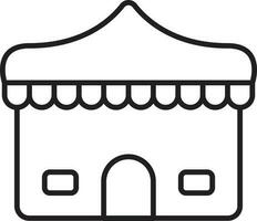 Shop Building Icon In Black Linear Style. vector