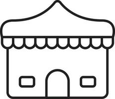 Shop Building Icon In Black Linear Style. vector