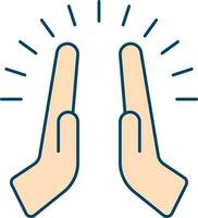 High Five Hands Peach Icon In Flat Style. vector