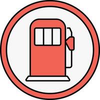 Gasoline Pump Round Icon In Red Color. vector