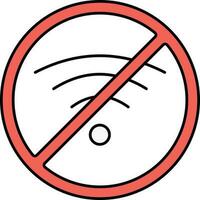 No Wifi Connection Icon In Red And Black Color. vector