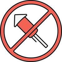 Rocket Ban Icon In Red And White Color. vector