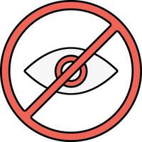 Illustration Of No Seen Icon In Red And White Color. vector