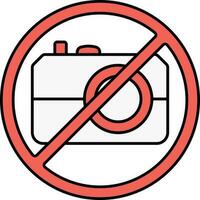 No Camera Flat Icon In Red And White Color. vector