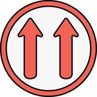 Twin Arrows Upward Round Icon In Red Color. vector