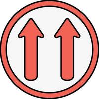 Twin Arrows Upward Round Icon In Red Color. vector