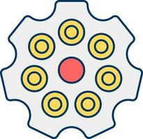 Bullet Ring Caps Flat Icon In Grey And Yellow Color. vector