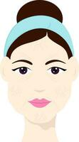 Vector Illustration Of Wrinkle Woman Face.