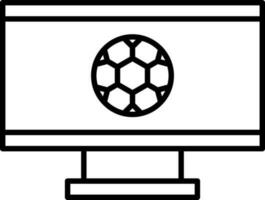 fútbol símbolo en monitor pantalla línea Arte icono. vector