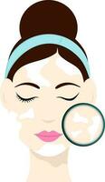 Flat Style Young Girl With White Spots On Face Icon Or Symbol. vector