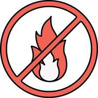 No Fire Round Icon In Red And White Color. vector