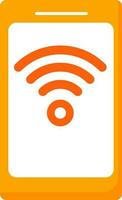 Wifi Connected Smartphone Icon In Orange And White Color. vector