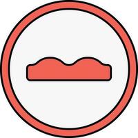 Red Speed Breaker Circle Icon In Flat Style. vector