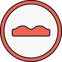 Red Speed Breaker Circle Icon In Flat Style. vector