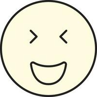 Laughing Emoji Cartoon Black Outline Icon. vector