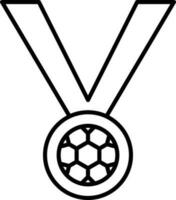 Soccer Medal With Ribbon Thin Line Art Icon. vector