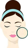 Flat Illustration Of Beautiful Girl With Dry Skin Face Icon. vector