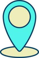 Turquoise And Yellow Illustration Of Location Pointer Icon. vector