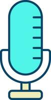 Turquoise Microphone Icon In Flat Style. vector