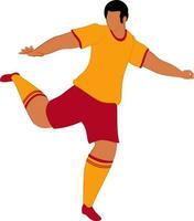 Kicking Faceless Young Man In Red And Yellow Color. vector