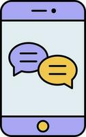 Mobile Chat Or Message Icon In Blue And Yellow Color. vector