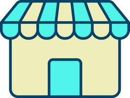 Turquoise And Yellow Shop Flat Icon Or Symbol. vector