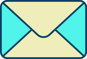 Yellow And Turquoise Mail Icon Or Symbol. vector