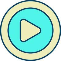 Flat Style Play Button Icon In Yellow And Turquoise Color. vector