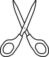 Black Linear Style Scissor Icon. vector