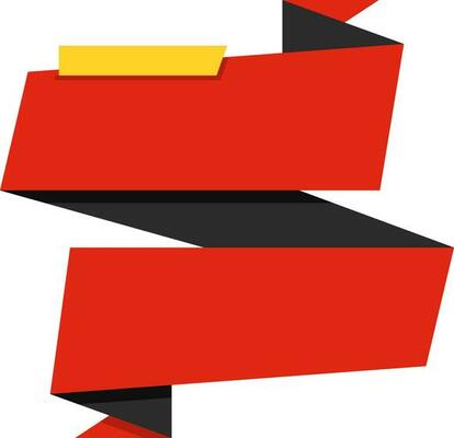 Blank Zig Zag Ribbon Element In Red And Black Color.