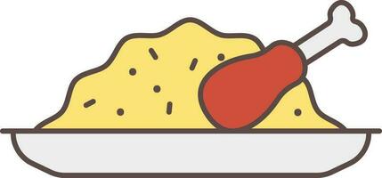 Majboos Dish Plate Flat Icon In Yellow And Red Color. vector