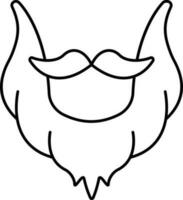 Black Linear Style Beard Icon. vector