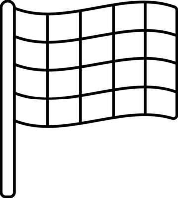 Wavy Checkered Flag Icon In Thin Line Art.