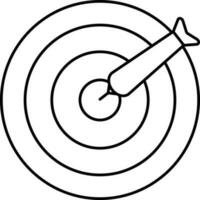 Dart Hit To Center Board Thin Line Art Icon. vector