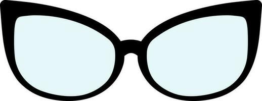 Flat Style Cat Eye Specs Frame Shape Icon In Blue And Black Color. vector