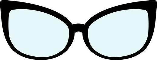 Flat Style Cat Eye Specs Frame Shape Icon In Blue And Black Color. vector